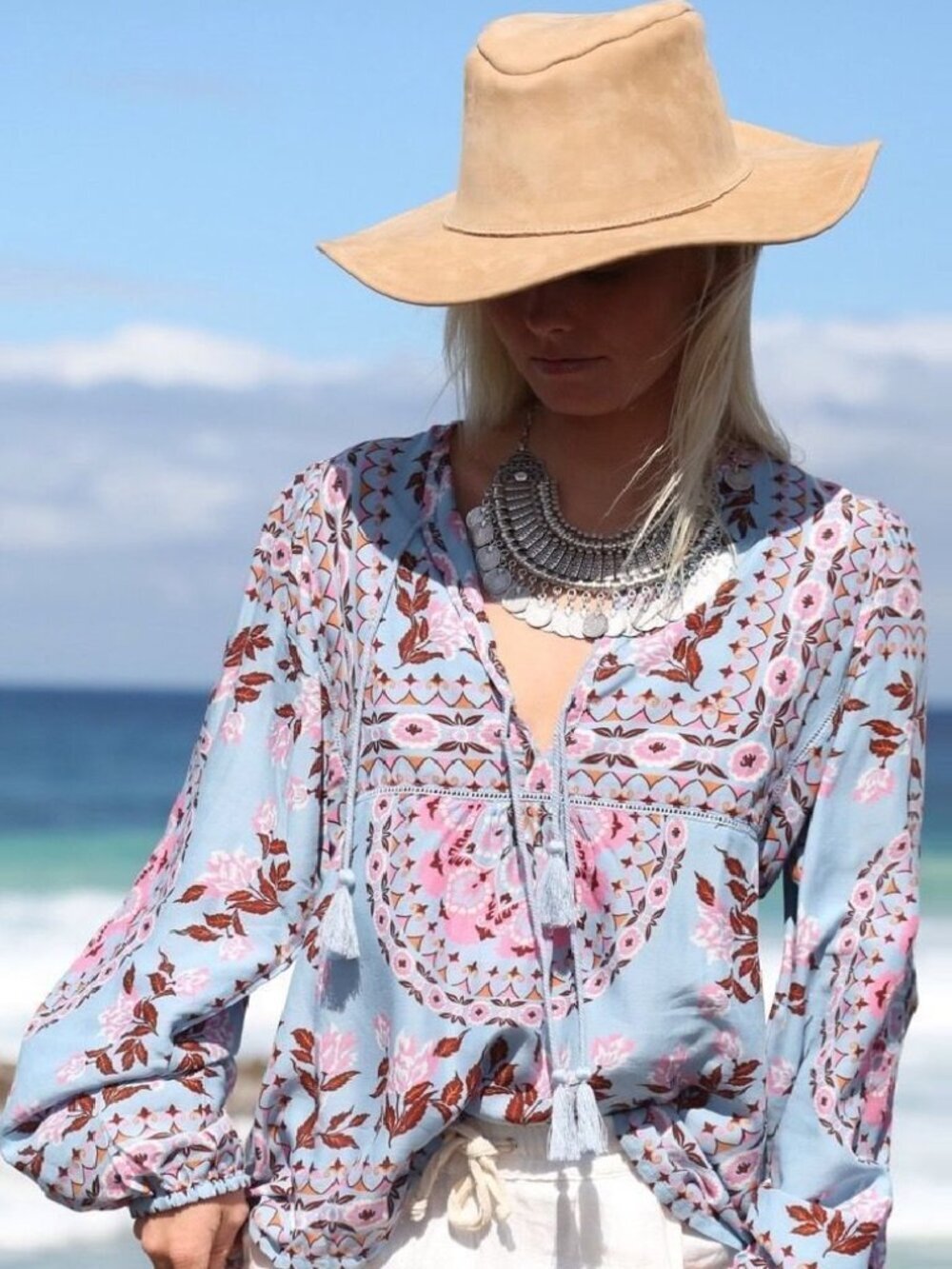 Spell & The Gypsy Collective Pandora Aquamarine Blouse XS with holes AS IS